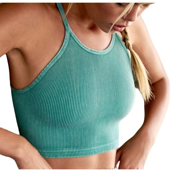Free People Tops - FREE PEOPLE MOVEMENT DEEP BALSAM TURQUOISE HAPPINESS  CROP TANK NWOT XS/S M/L